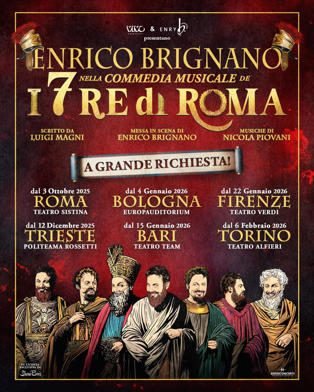 A grande richiesta Enrico Brignano torna con ‘I 7 Re di Roma’: si parte il 3 ottobre dal Teatro Sistina