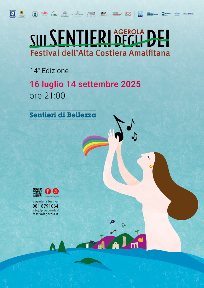 Festival dell’Alta Costiera Amalfitana: AGEROLA SUI SENTIERI DEGLI DEI 2025. In programma ARISA, DANIELE SILVESTRI, NEGRITA, LA RAPPRESENTANTE DI LISTA, FAUSTO LEALI e tanti altri big!