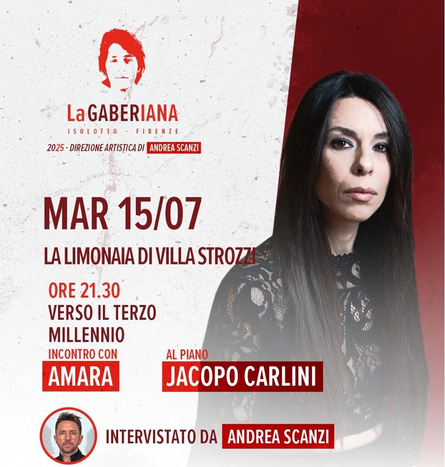 AMARA, la cantautrice ospite della GABERIANA 2025: 15 luglio – La Limonaia di Villa Strozzi, Firenze – ore 21.30