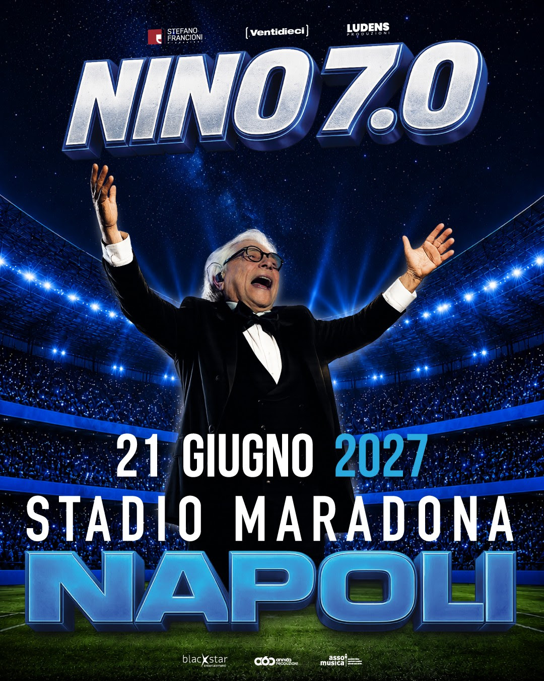 Nino D’Angelo compie 70 anni al Maradona: il 21 giugno 2027 la grande festa di Napoli